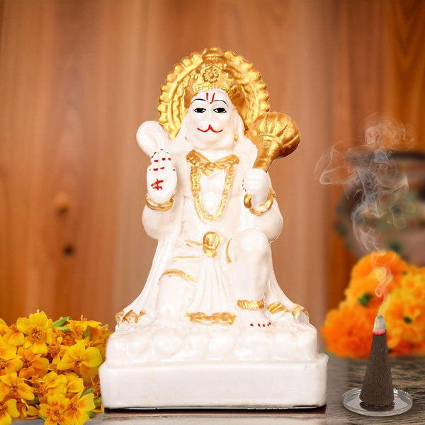 Gold White Bajrang - The Earth Store - God Statue